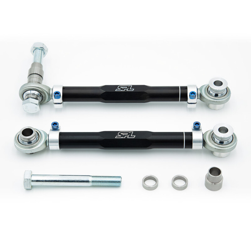 Mitsubishi Evolution Toe Arms - Rear - SPL Parts - Rear Toe Arms + Eccentric Lockouts - Black Anodized - `08-`15